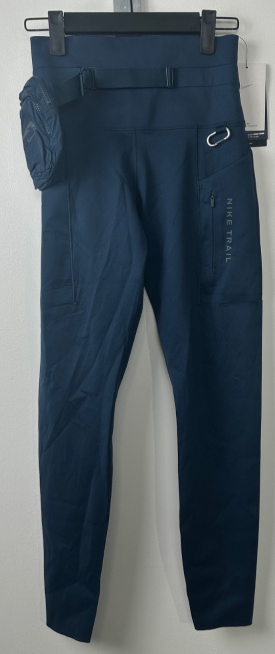 NEW NIKE S Blue DRI-FIT GO TRAIL HIGH-RISE 7/8 RUNNING TIGHTS POCKETS Pouch D35